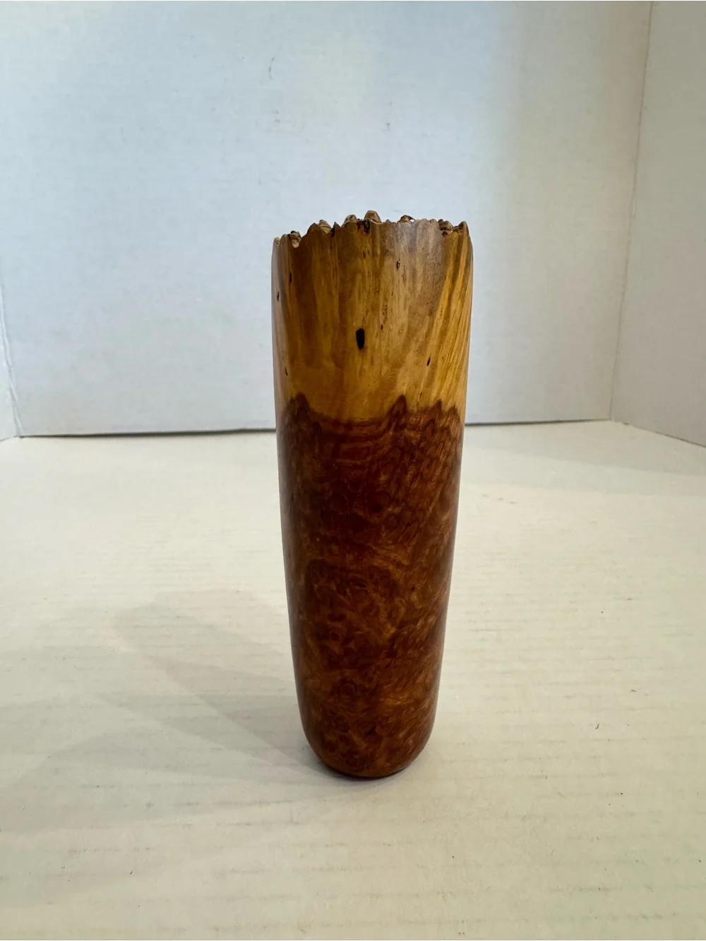 Amboyna Burl Wood Vase Natural Edge Flower Vase Artisan Crafted Sculpture Decor